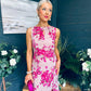 Bay Boat Neck Keyhole Detail Midi Dress Floral Pink