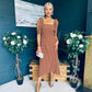 Jovi Tie Shoulder Square Neck Midi Dress Polka Coco