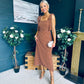 Jovi Tie Shoulder Square Neck Midi Dress Polka Coco