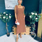 Jovi Tie Shoulder Square Neck Midi Dress Polka Coco