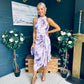Priya Tie Waist Halter Neck Midi Dress Marble Purple