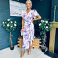 Drew Puff Sleeve Midi Dress Marble Purple