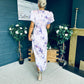 Drew Puff Sleeve Midi Dress Marble Purple