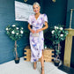 Drew Puff Sleeve Midi Dress Marble Purple