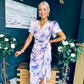 Drew Puff Sleeve Midi Dress Marble Purple
