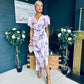 Drew Puff Sleeve Midi Dress Marble Purple