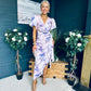 Drew Puff Sleeve Midi Dress Marble Purple