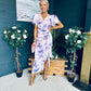 Drew Puff Sleeve Midi Dress Marble Purple
