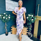 Drew Puff Sleeve Midi Dress Marble Purple