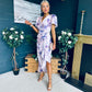 Drew Puff Sleeve Midi Dress Marble Purple