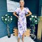Drew Puff Sleeve Midi Dress Marble Purple
