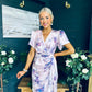 Drew Puff Sleeve Midi Dress Marble Purple