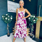 Cassidy Pleated Midi Dress Floral Berry