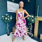 Cassidy Pleated Midi Dress Floral Berry