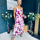 Cassidy Pleated Midi Dress Floral Berry