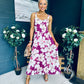 Cassidy Pleated Midi Dress Floral Berry