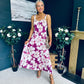 Cassidy Pleated Midi Dress Floral Berry