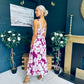 Cassidy Pleated Midi Dress Floral Berry