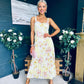 Cassidy Pleated Midi Dress Floral Yellow