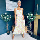 Cassidy Pleated Midi Dress Floral Yellow