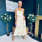 Cassidy Pleated Midi Dress Floral Yellow
