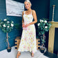 Cassidy Pleated Midi Dress Floral Yellow