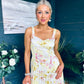 Cassidy Pleated Midi Dress Floral Yellow