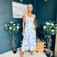 Cassidy Pleated Midi Dress Floral Blue