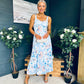 Cassidy Pleated Midi Dress Floral Blue