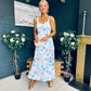 Cassidy Pleated Midi Dress Floral Blue