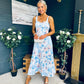 Cassidy Pleated Midi Dress Floral Blue