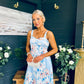 Cassidy Pleated Midi Dress Floral Blue