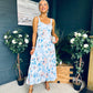 Cassidy Pleated Midi Dress Floral Blue