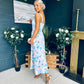 Cassidy Pleated Midi Dress Floral Blue