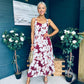 Cassidy Pleated Midi Dress Floral Burgundy