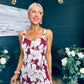 Cassidy Pleated Midi Dress Floral Burgundy