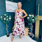 Cassidy Pleated Midi Dress Floral Burgundy
