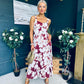 Cassidy Pleated Midi Dress Floral Burgundy