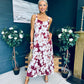 Cassidy Pleated Midi Dress Floral Burgundy