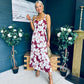 Cassidy Pleated Midi Dress Floral Burgundy