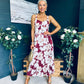 Cassidy Pleated Midi Dress Floral Burgundy