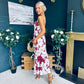 Cassidy Pleated Midi Dress Floral Burgundy