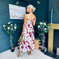 Cassidy Pleated Midi Dress Floral Burgundy