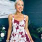 Cassidy Pleated Midi Dress Floral Burgundy