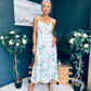 Cassidy Pleated Midi Dress Floral Mint
