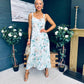 Cassidy Pleated Midi Dress Floral Mint