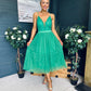 Ally Occasion Tulle Midi Dress Emerald
