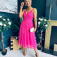 Ally Occasion Tulle Midi Dress Fuchsia