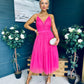 Ally Occasion Tulle Midi Dress Fuchsia