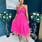 Ally Occasion Tulle Midi Dress Fuchsia